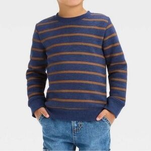 NWT: Cat & Jack Navy and Brown Crewneck Sweater - Toddler 18M